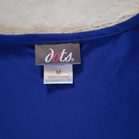 Dots Blue And Black Peplum top Sz M with drop waist sleeveless - Picture 8 of 9